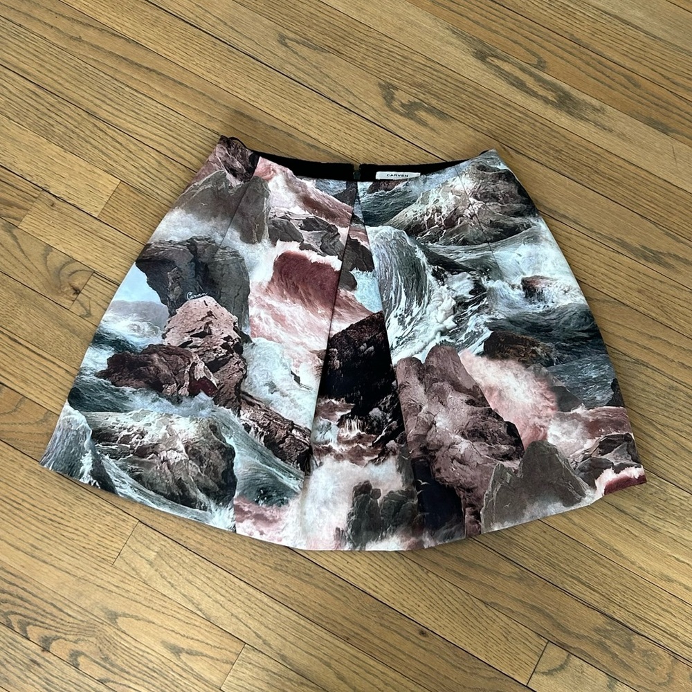Carven Collage Print Mini Skirt with Pockets